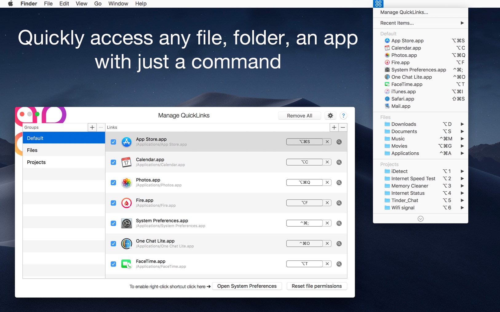 图片[1]-QuickLinks – Keyboard Shortcuts 3.3破解版-Mac良选